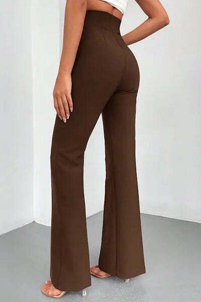 StreetWear Outlet Elegant Women's Pants with High Waist and Straight Leg, Solid Color
