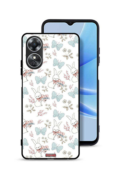 Tolwak غطاء حماية لهاتف Oppo A17 بطبعة أرنب وفراشات