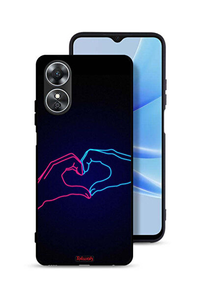 Tolwak Oppo A17 Protective Case Cover Touching Hand Making Heart