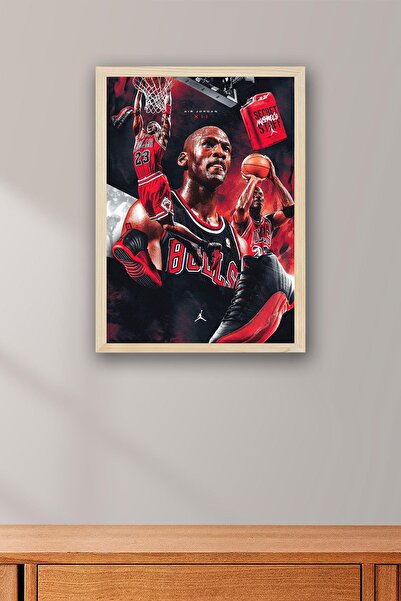 Saturn Michael Jordan Çerçeveli Tablo - Basketbol NBA Posteri Tablo