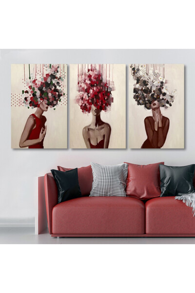 Marktna ثلاث لوحات قماشية بتصميم مودرن مع برواز فضي مجوف