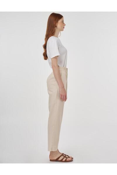 Kayra Elastic Waist Pipe Leg Trousers 19084-25