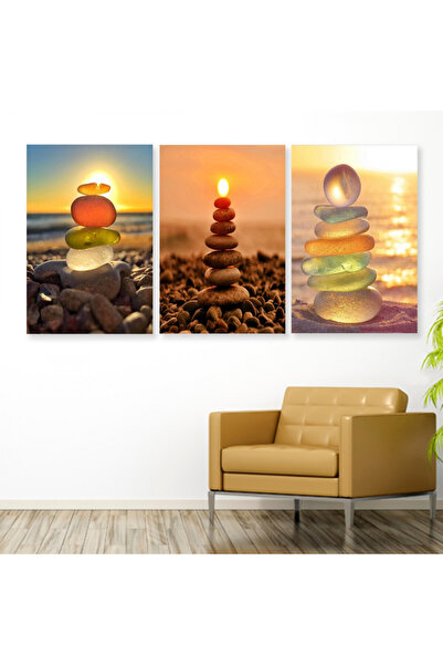 Marktna ثلاث لوحات قماشية بتصميم مودرن مع برواز ذهبي مجوف