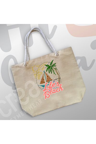 Crea Eymer Wear Καλοκαιρινή τσάντα παραλίας βαμβακερή σιλουέτα Ataturk και υπογραφή