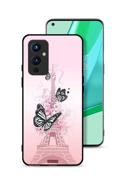 Tolwak غطاء حماية لهاتف OnePlus 9 5G بنقشة فراشات على برج إيفل