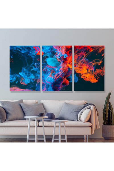 4gdran ثلاث لوحات قماشية بتصميم مودرن مع برواز فضي مجوف