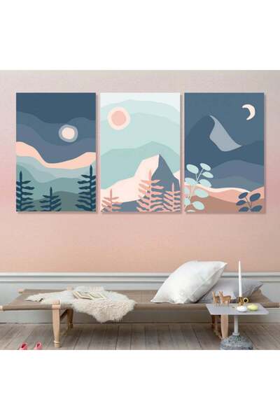 4gdran ثلاث لوحات قماشية فخمة بتصميم مودرن مع برواز ذهبي مجوف