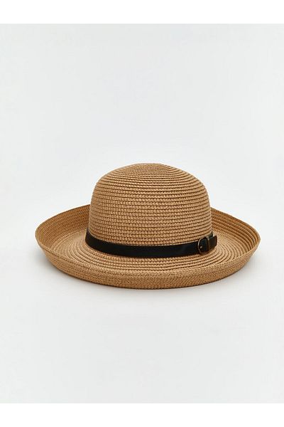 LC Waikiki Beige Leopard Patterned Women's Straw Hat