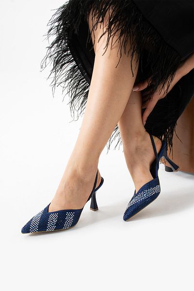 Bayramoğlu Mira Women's Satin Stone Detailed (9cm) Evening Dress Shoes