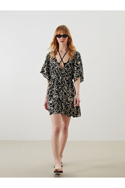 LC Waikiki Νέα σεζόν Γυναικείο φόρεμα παραλίας με μοτίβο V λαιμόκοψης - S5ES83Z8