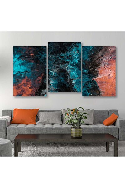 4gdran ثلاث لوحات قماشية بتصميم مودرن مع برواز فضي مجوف