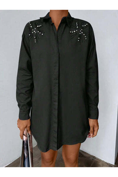 StreetWear Outlet Women's Elegant Shirt With Long Sleeves and Rhinestones