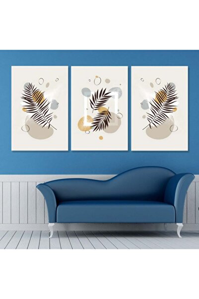 4gdran ثلاث لوحات قماشية فخمة بتصميم مودرن مع برواز بني مجوف