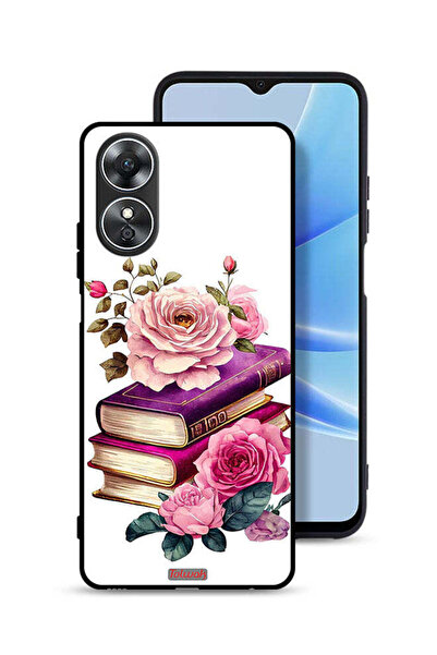 Tolwak غطاء حماية لهاتف Oppo A17 بنقشة الورود والكتب