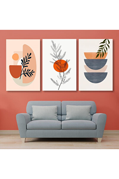 SND ثلاث لوحات قماشية بتصميم مودرن مع برواز شامبين مجوف