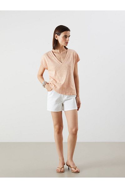 LC Waikiki Pink V-Neck Women's T-Shirt