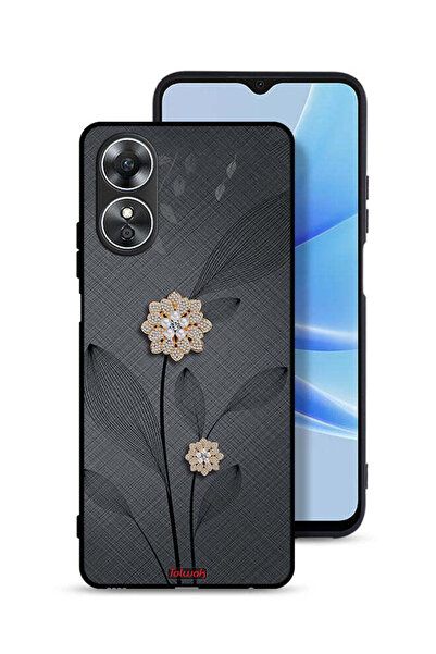 Tolwak غطاء حماية لهاتف Oppo A17 - تصميم زهور ماسية