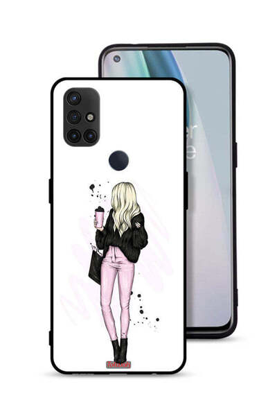 Tolwak غطاء حماية لهاتف OnePlus Nord N10 5G برسم فتاة تحمل كوب قهوة