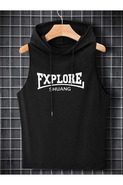 ACTIVE MODA Men's Gym Sports Singlet Printed the Happiness