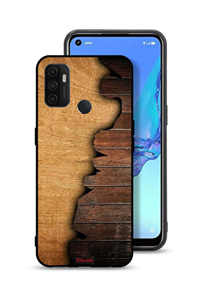 Tolwak غطاء حماية لهاتف Oppo A32 بنمط خشبي عتيق