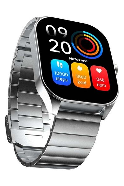 HiFuture Apex 2.04" Amoled Stainless Steel Wireless Calling Smartwatch - Silver