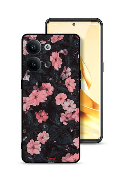 Tolwak غطاء حماية لهاتف Oppo Reno9 5G - لون الخوخ والورود الصغيرة