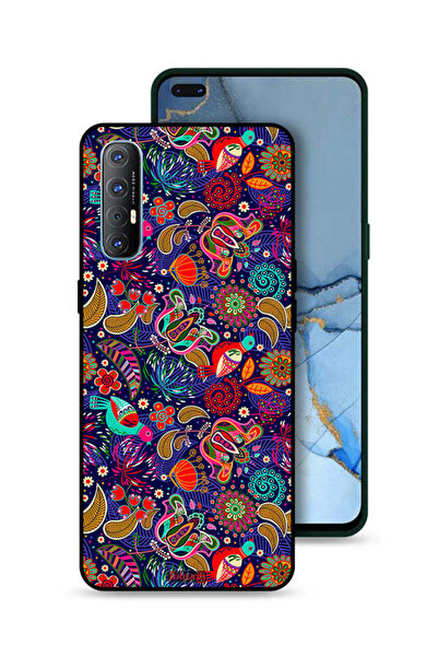 Tolwak غطاء حماية لهاتف Oppo Reno3 Pro 4G بنقشة طيور وأوراق زهور ملونة