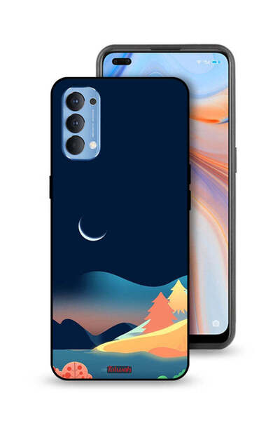 Tolwak Oppo Reno4 4G Protective Case Cover Moon Abstract Drawing Art