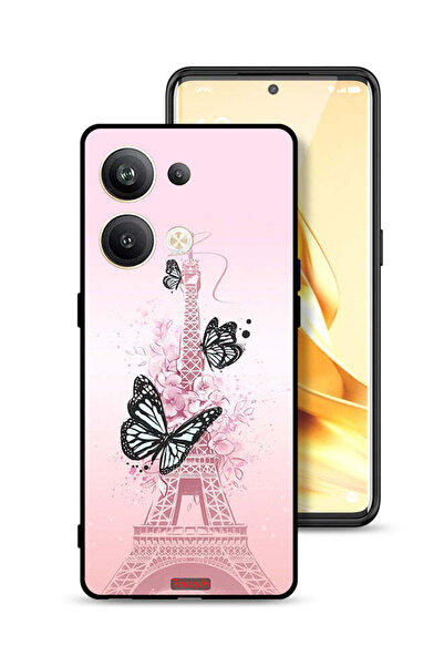 Tolwak غطاء حماية لهاتف Oppo Reno9 Pro Plus 5G بنقشة فراشات على برج إيفل
