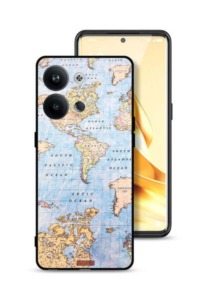 Tolwak غطاء حماية لهاتف Oppo Reno9 5G مع خريطة العالم