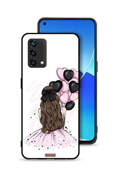 Tolwak غطاء حماية لهاتف Oppo Reno6 Lite بتصميم فتاة تحمل بالونات