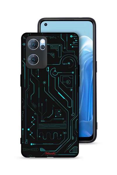 Tolwak غطاء حماية لهاتف Oppo Reno7 5G دوائر فنية رقمية بسيطة شاشات متعددة