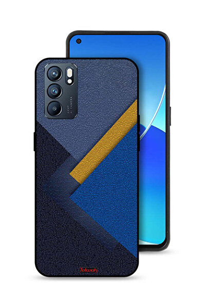 Tolwak غطاء حماية لهاتف Oppo Reno6 5G بنقشة مثلثات جلدية