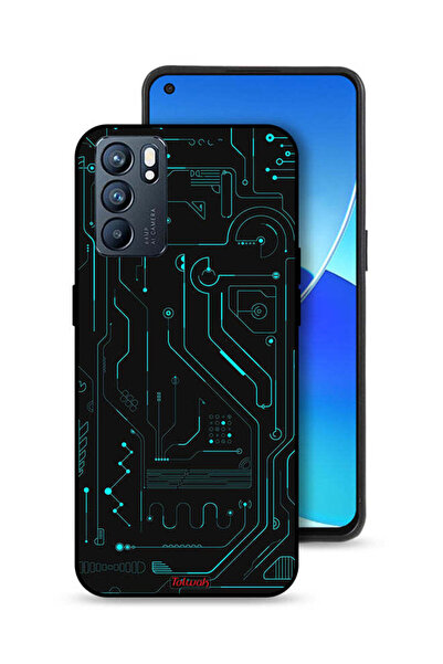 Tolwak غطاء حماية لهاتف Oppo Reno6 5G دوائر فنية رقمية بسيطة شاشات متعددة