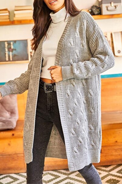 Marvine Women's Patterned Thick Long Knitwear Cardigan