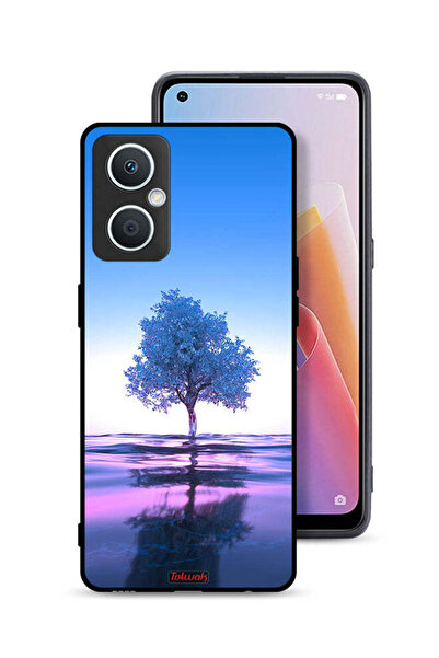 Tolwak جراب حماية Oppo A96 5G (الصين) بتصميم شجرة نيون وانعكاس مائي فني رقمي