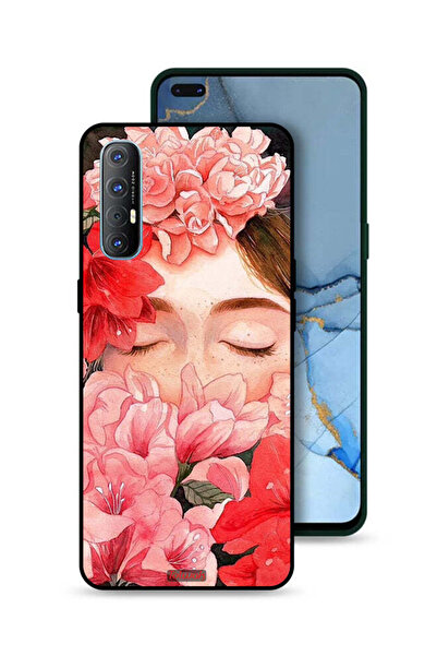 Tolwak غطاء حماية لهاتف Oppo Reno3 Pro 4G برسومات زهور ووجه فتاة مخفي