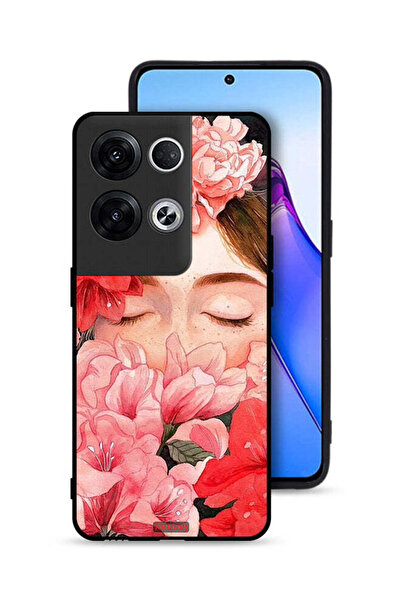 Tolwak غطاء حماية لهاتف Oppo Reno8 Pro Plus 5G برسومات زهور ووجه فتاة مخفي