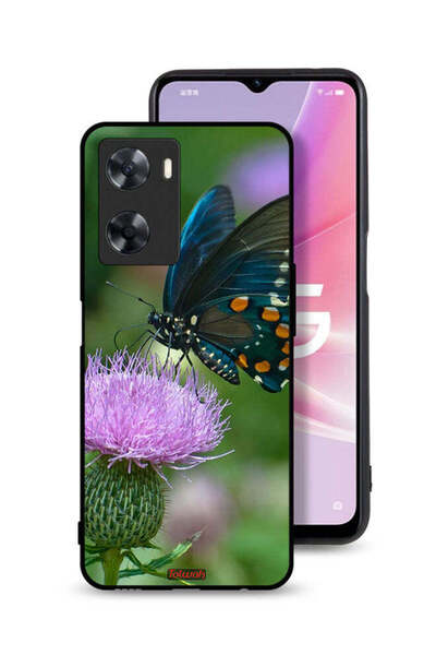 Tolwak غطاء حماية لهاتف Oppo A57s بتصميم فراشة تجلس على زهرة