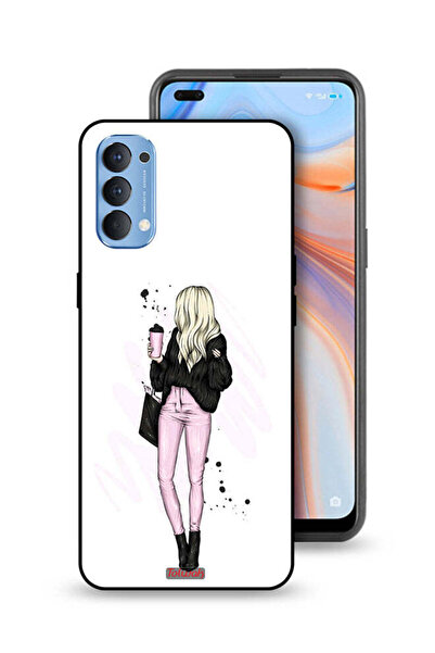 Tolwak غطاء حماية لهاتف Oppo Reno4 4G، صورة فتاة تحمل كوب قهوة