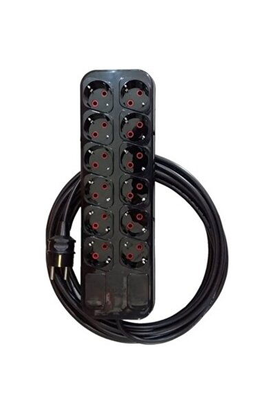 FETİH 12 Lİ (ON İKİLİ) TOPRAKLI GRUP PRİZ (KLEMENSLİ kablosuz) SİYAH - DEPA