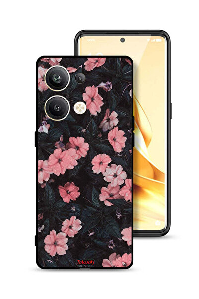 Tolwak غطاء حماية لهاتف Oppo Reno9 Pro Plus 5G - لون الخوخ والورود الصغيرة