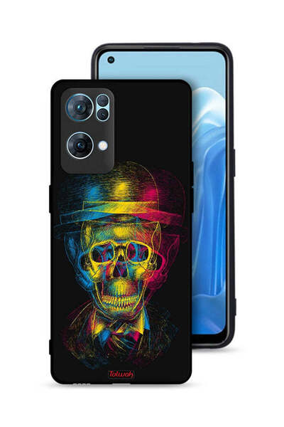 Tolwak غطاء حماية لهاتف Oppo Reno7 Pro 5G بتصميم جمجمة وقبعة ملونة وفن خيالي