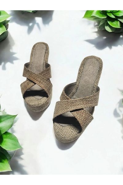 GokceKundura06 Straw Rope Wrap Linen Slippers