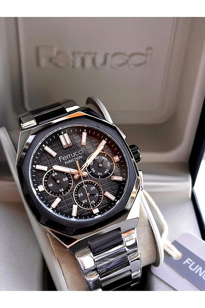 Ferrucci Inner Functions Active Calendar and Day 30m Water Resistant Steel Cord Men's Wrist Watch Vs.Bl