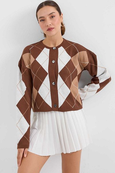 GABRİA Gabria Baklava Pattern Buttoned Cardigan