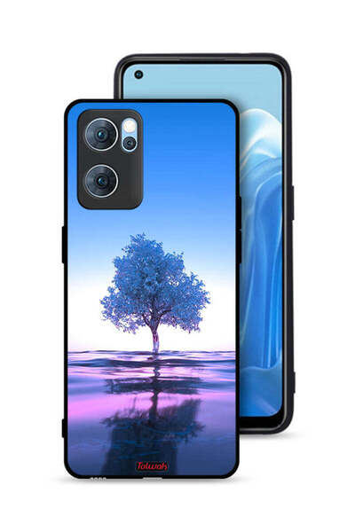 Tolwak غطاء حماية لهاتف Oppo Reno7 5G بتصميم شجرة نيون وانعكاس مائي فني رقمي