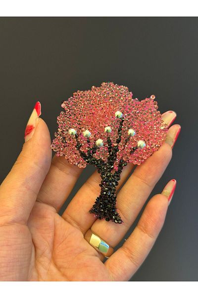 Gönülden Tasarım Iron-Sticking Stone Tree Armature Sewing Accessory 8X7 cm Pink