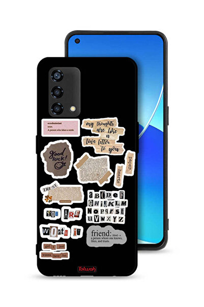 Tolwak غطاء حماية لهاتف Oppo Reno6 Lite مع ملصقات اقتباسات الحظ السعيد