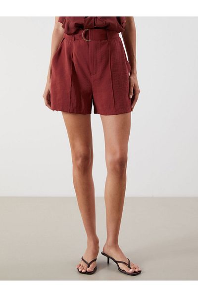 LC Waikiki Modal Blend Women's Shorts with Plum Waist Belt
